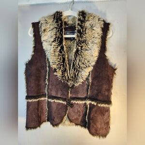 French Spy Faux Fur & Faux Suede Vest Sz L